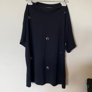 Black long tee shirt with silver hole detailing